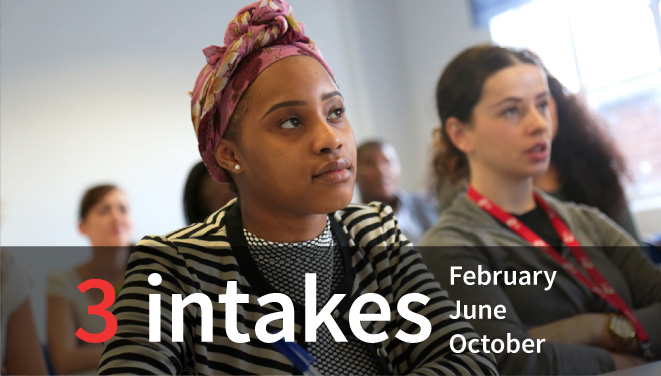 3 Intakes a year February , June and October 
