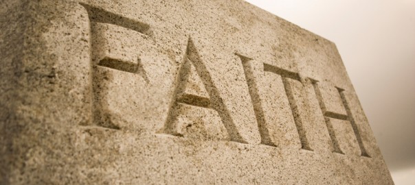 Faith inscription on a granite block